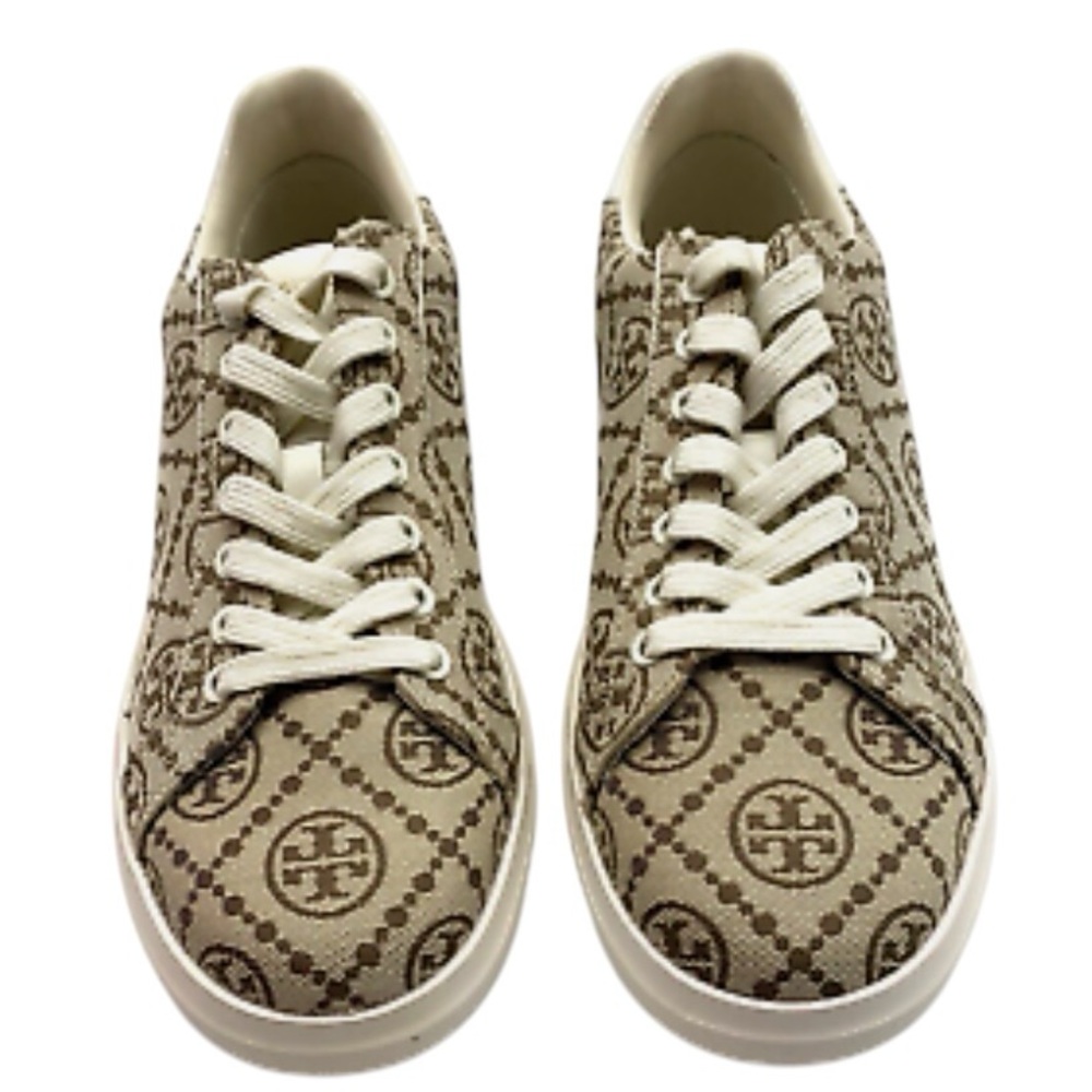 Tory Burch T-monogram lace-up sneakers, perfect for women size 7.5. - Picture 12 of 12